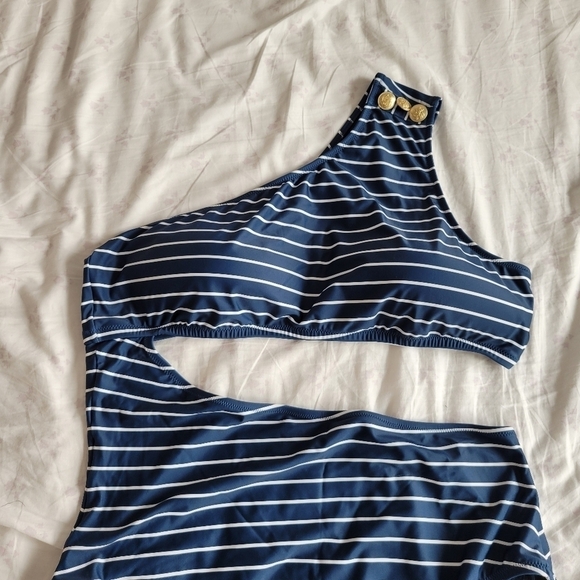 J. Crew Stripe One Piece Cut Out Swimsuit - Picture 4 of 9
